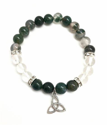 Moss Agate Bracelet W/ Triquetra