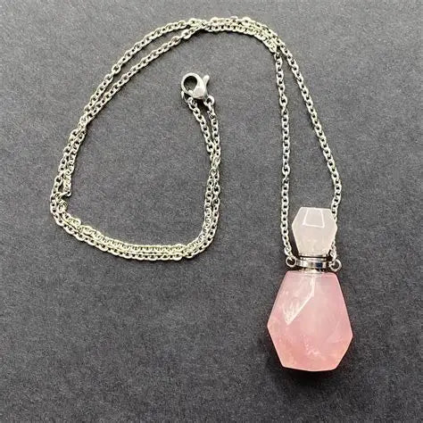 Rose Quartz Perfume bottle Necklace