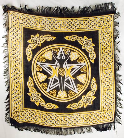 Pentagram Goddess of Earth Altar Cloth with Fringe
