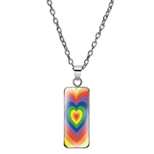 Gay Pride Rainbow Necklace Gradient Rainbow Heart