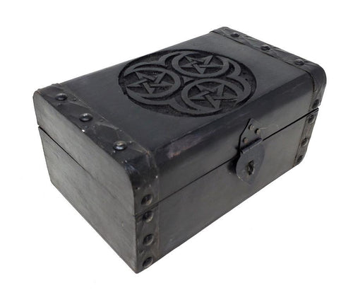 3 Pentagram Carved Box 8x5.5x4