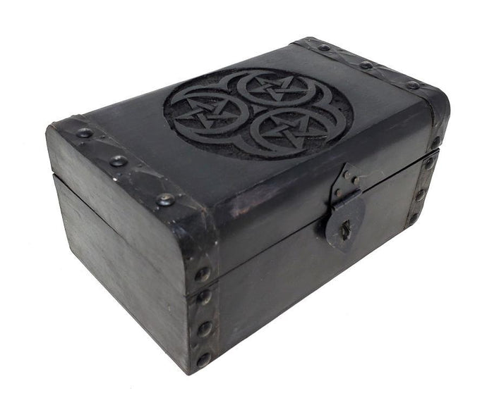 3 Pentagram Carved Box 8x5.5x4
