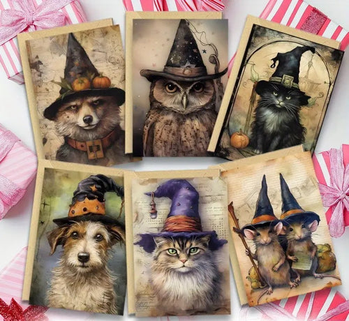 Blank Vintage Witchy Animal Greeting Cards