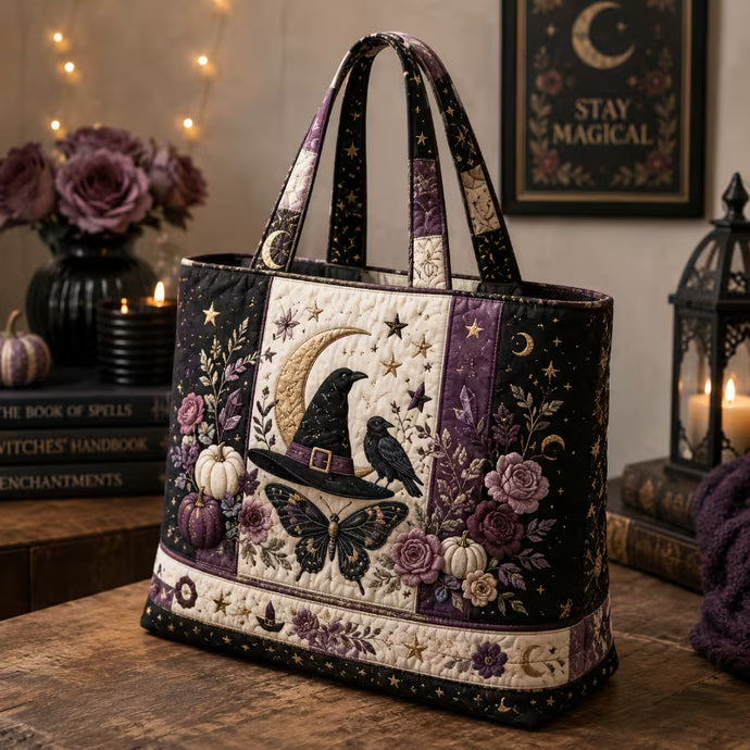 Witch Hat Quilted Tote Bag
