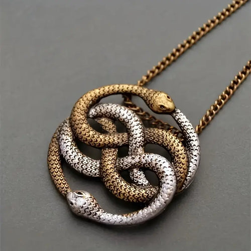 Two-Tone Snake Pendant Necklace