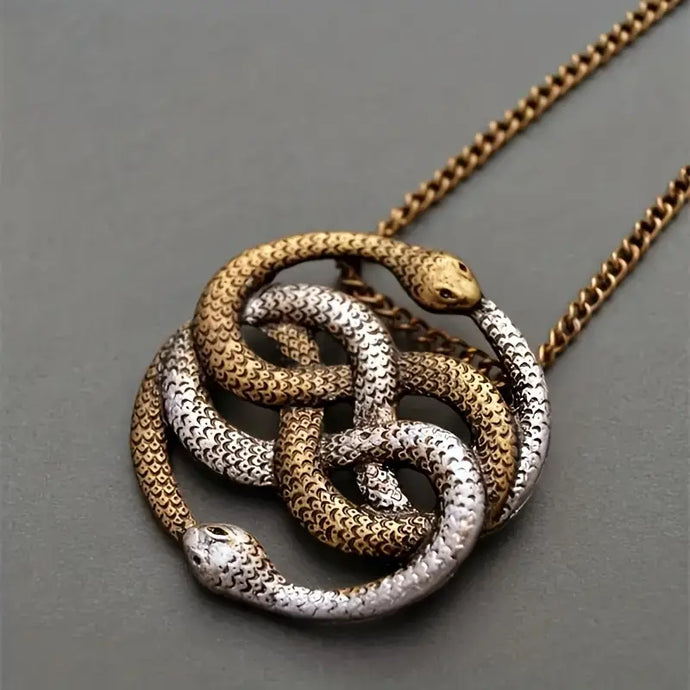 Two-Tone Snake Pendant Necklace