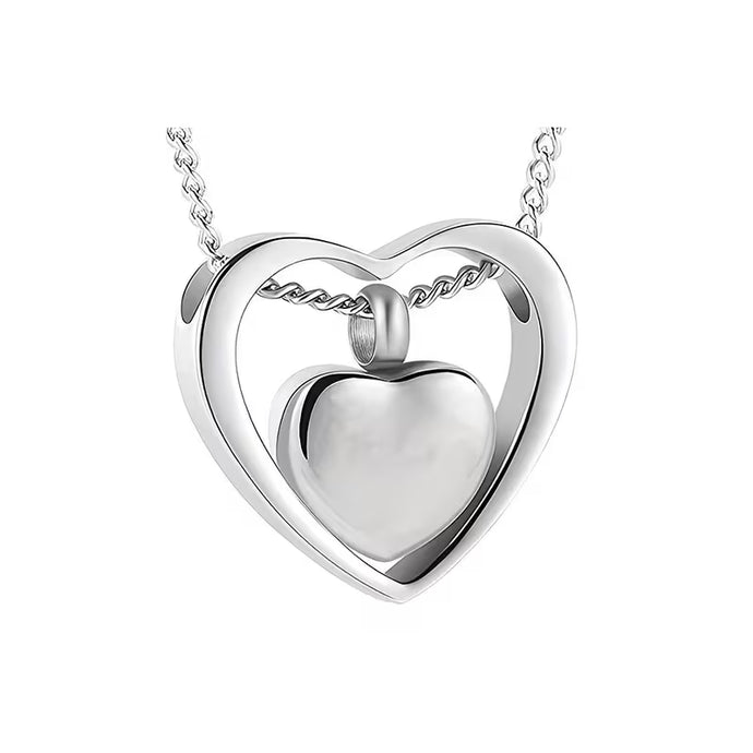 Double Heart Cremation Jewelry Urn Necklace