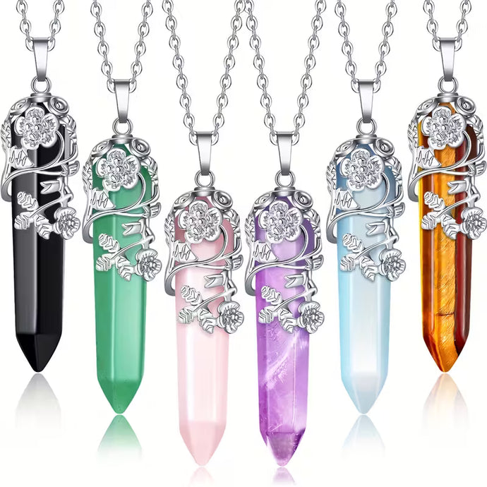 Faceted Rose Necklace/Pendulum  (Silver)