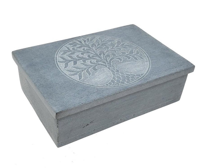 Tree of Life Carved Soapstone Box