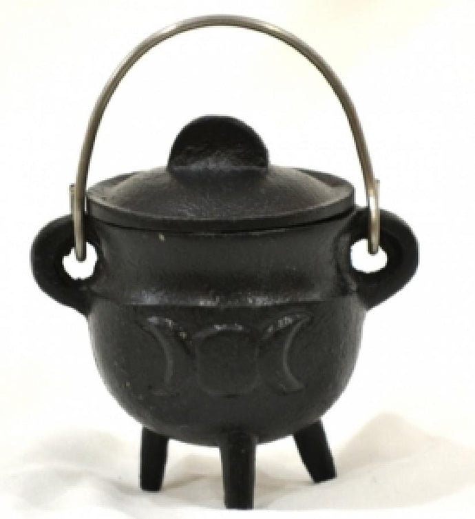 Triple Moon Cast Iron Cauldron with Lid