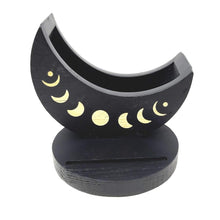 Black Wooden Moon Phase Tarot Card Tray Holder (2 Piece) 5"D