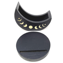 Black Wooden Moon Phase Tarot Card Tray Holder (2 Piece) 5"D