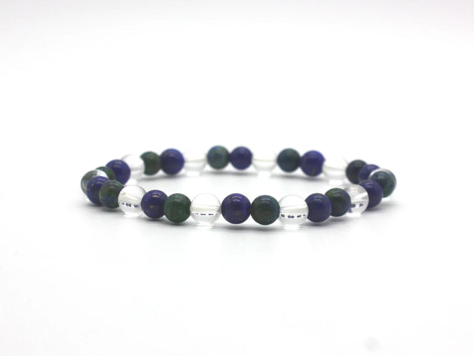 Chrysocolla, Lapis Lazuli and Clear Quartz Bracelet