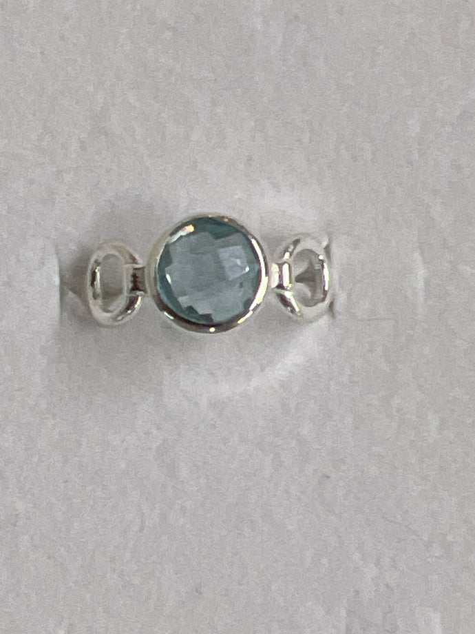 Blue Topaz Trinity Ring Size 8