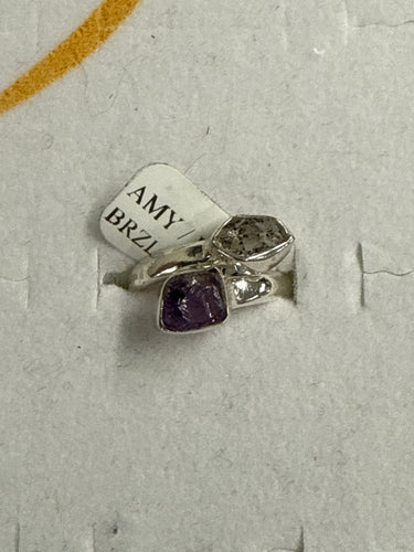 Amethyst and Herkimer Diamond Ring Size 5