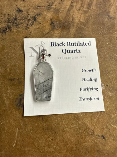 Black Rutilated Coffin Pendent