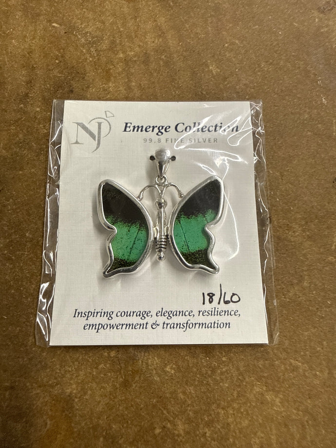 Emerge Butterfly Pendent (Green Banded Swil from Peru)