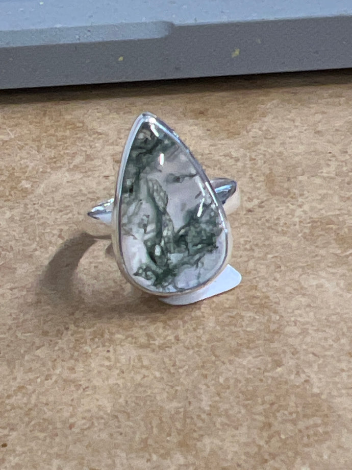 Moss Agate Ring Size 8