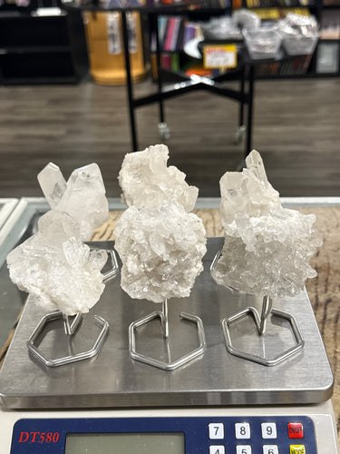 Raw Clear Quartz Cluster on Stand