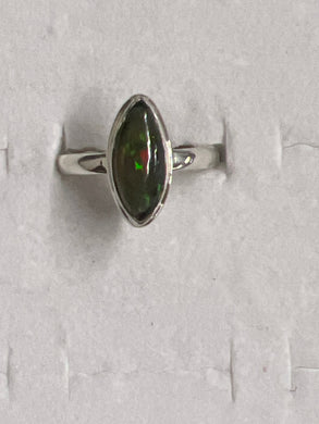 Ethiopian Black Opal Sterling Silver Ring (Size 9)