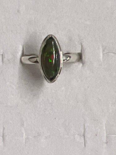 Ethiopian Black Opal Sterling Silver Ring (Size 9)