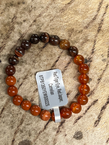 Red Tiger Eye, Red Jasper, Carnelian Bracelet