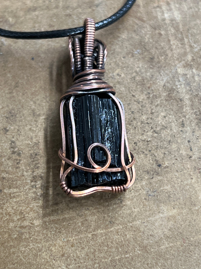 Copper and Black Tourmaline Hand-Wrapped Necklace (2)