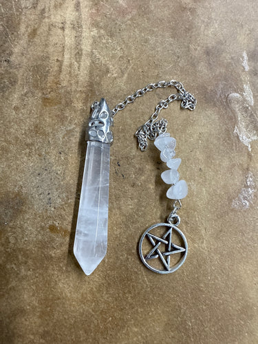 Clear Quartz W/ Pentacle Pendulum