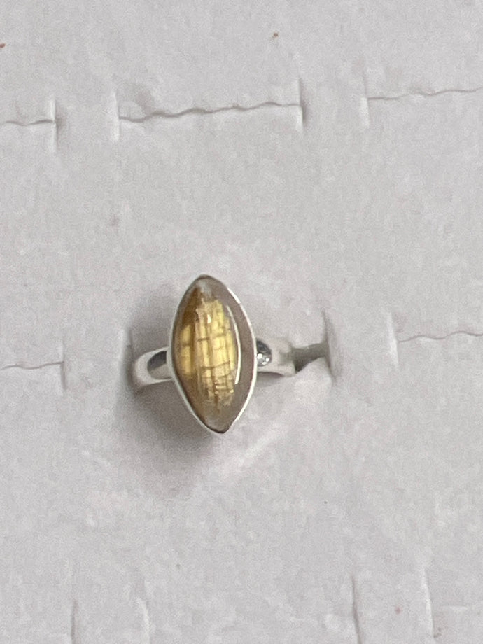 Golden Rutile Sterling Silver Ring (Size 5)