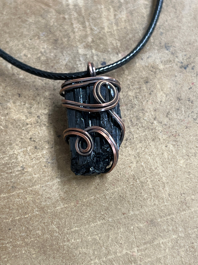Copper and Black Tourmaline Hand-Wrapped Necklace (3)