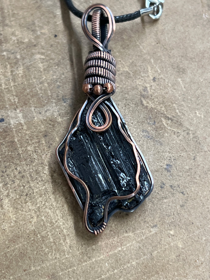 Copper and Black Tourmaline Hand-Wrapped Necklace (4)