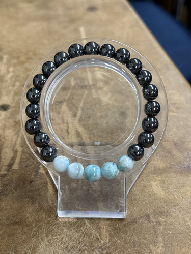 Larimar and Hematite Bracelet