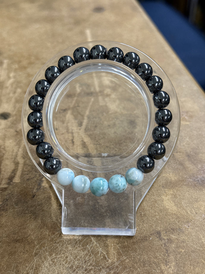 Larimar and Hematite Bracelet