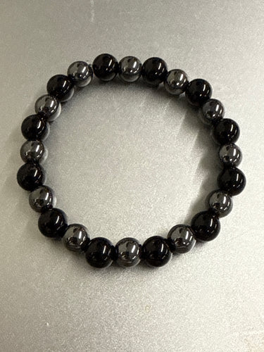 Black Obsidian and Hematite Bracelet