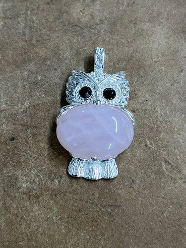 Rose Quartz Owl Necklace