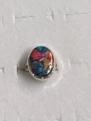 Kingman Pink Dahlia Sterling Silver Ring (Size 5)