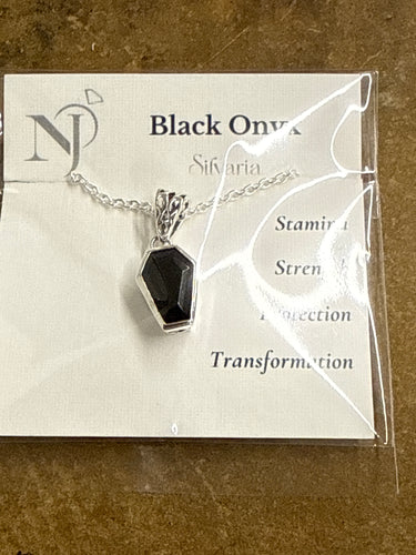 Black Onyx Coffin Necklace