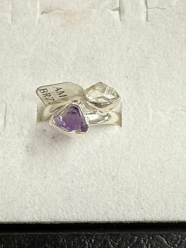 Amethyst and Herkimer Diamond Ring Size 6