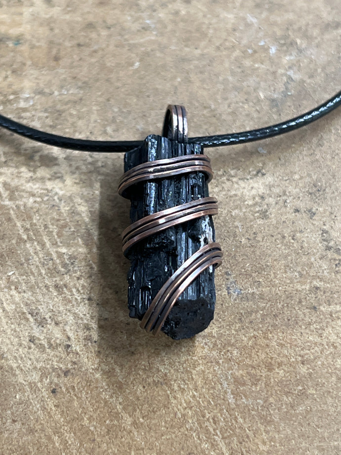 Copper and Black Tourmaline Hand-Wrapped Necklace (1)