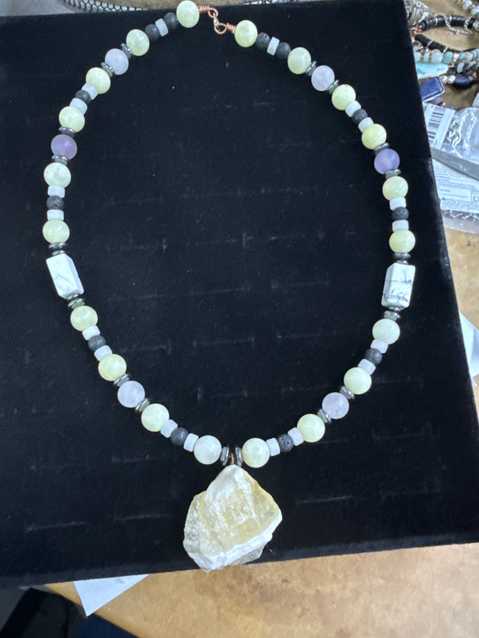 Calcite, Hematite and Howlite Necklace