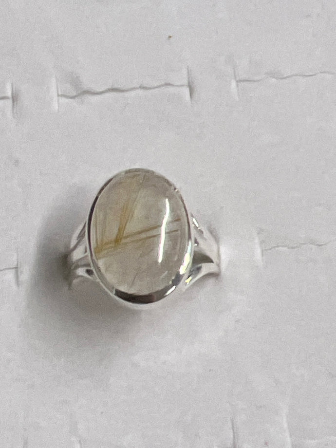 Golden Rutile Sterling Silver Ring (Size 11)