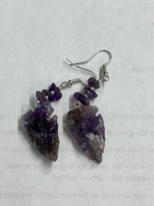 Amethyst Arrowhead Earrings