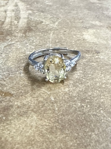 Citrine Ring W/ Side CZ