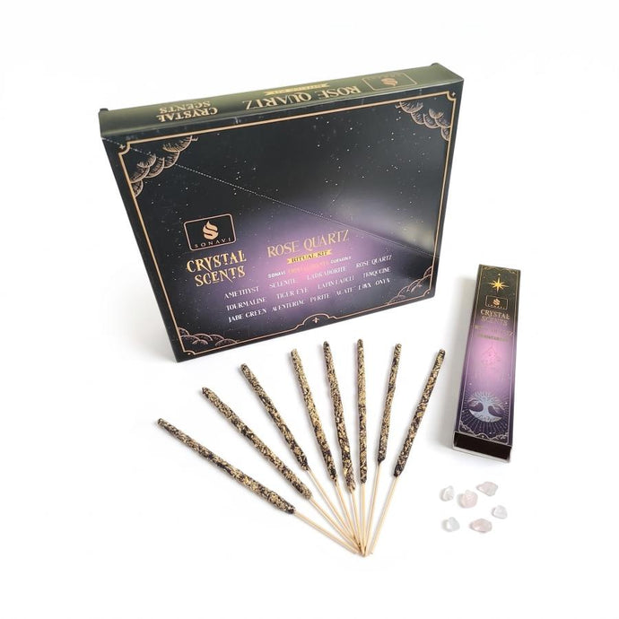 SONAVI Crystal Scents Rose Quartz Incense & Crystal Chips
