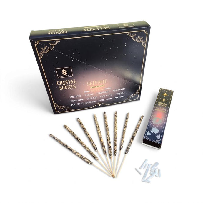 SONAVI Crystal Scents Selenite Incense & Crystal Chips