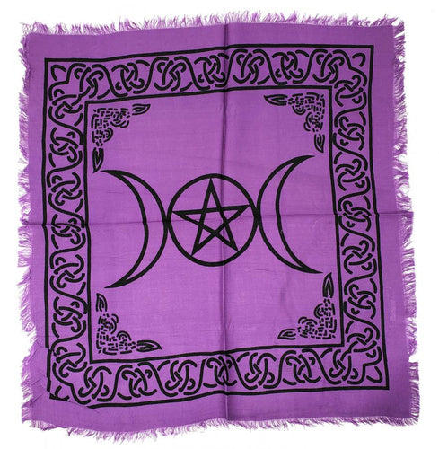 Purple Triple Moon Pentagram Altar Cloth