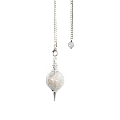 Glass Ball Cleansing Selenite and Salt Chips Pendulum