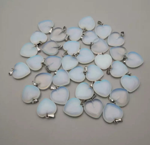 Opalite (man-made) Heart Necklace (Approx. 1