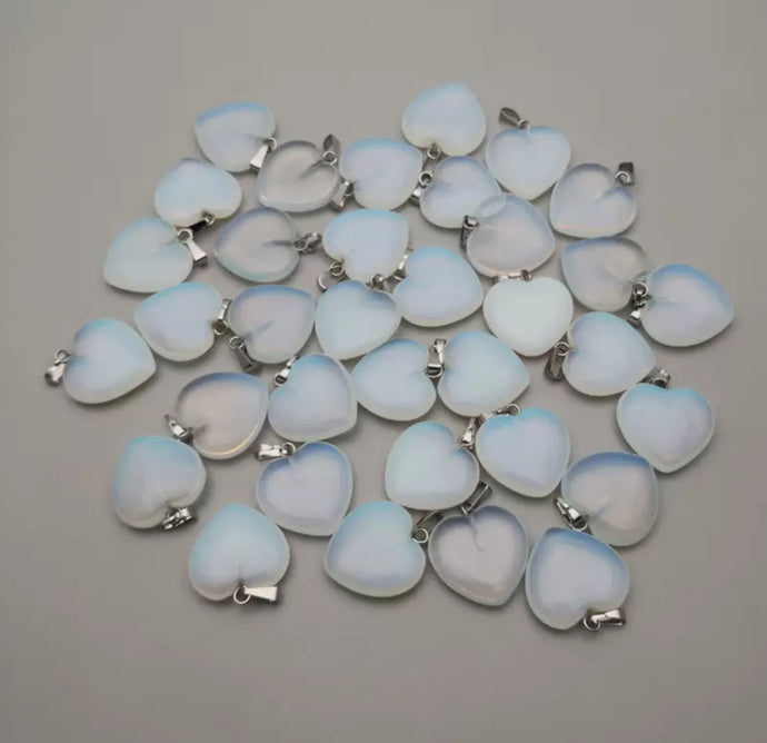 Opalite (man-made) Heart Necklace (Approx. 1