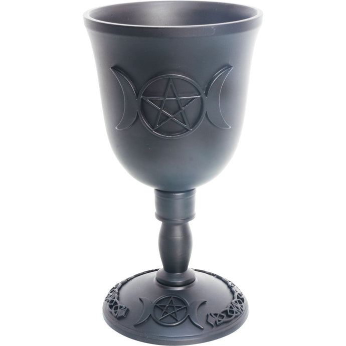 Cast Iron Goblet - Triple Moon w/ Pentacle